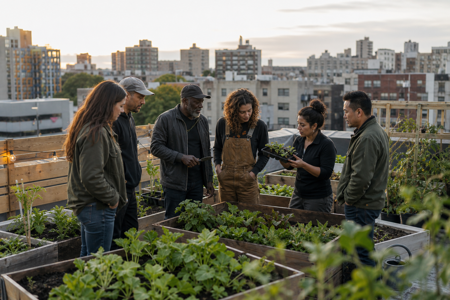 People working together in a community growing workshop